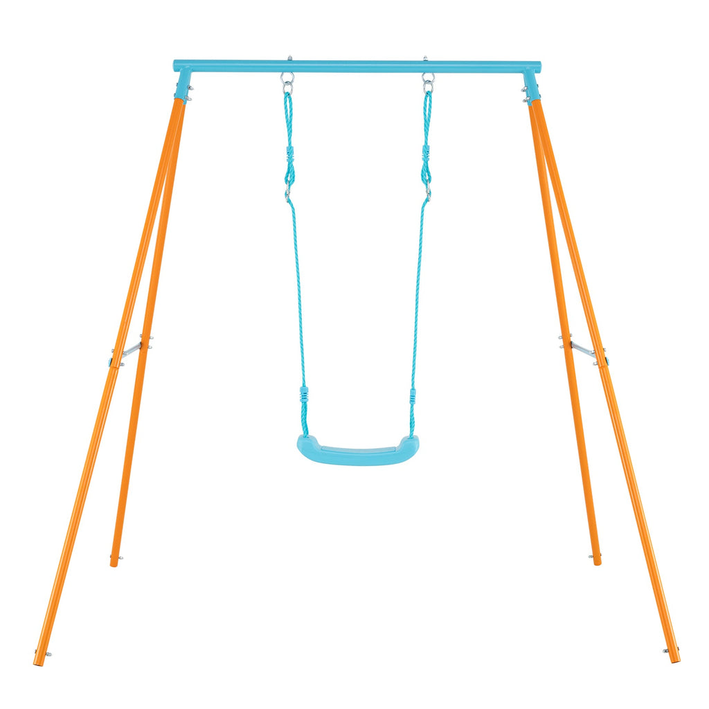 Outdoor Heavy Duty Metal Toddler Swing Set with Stand-Blue