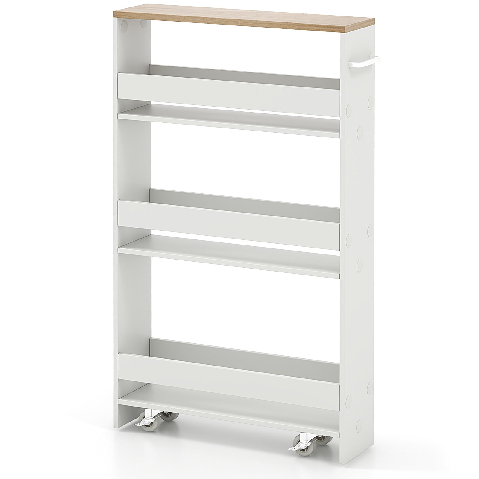 Rolling Kitchen Slim Storage Cart Mobile Shelving Organizer with Handle-Gray