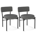 Dining Chair Set of 2 with Curved Backrest and Padded Seat-Gray