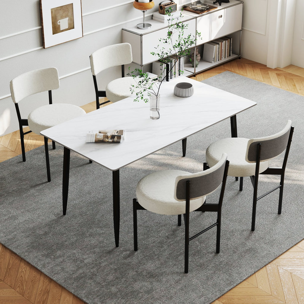 Dining Chair Set of 2 with Curved Backrest and Padded Seat-Gray
