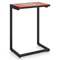C-shaped Waterproof Outdoor Side End Table with Ceramic Top