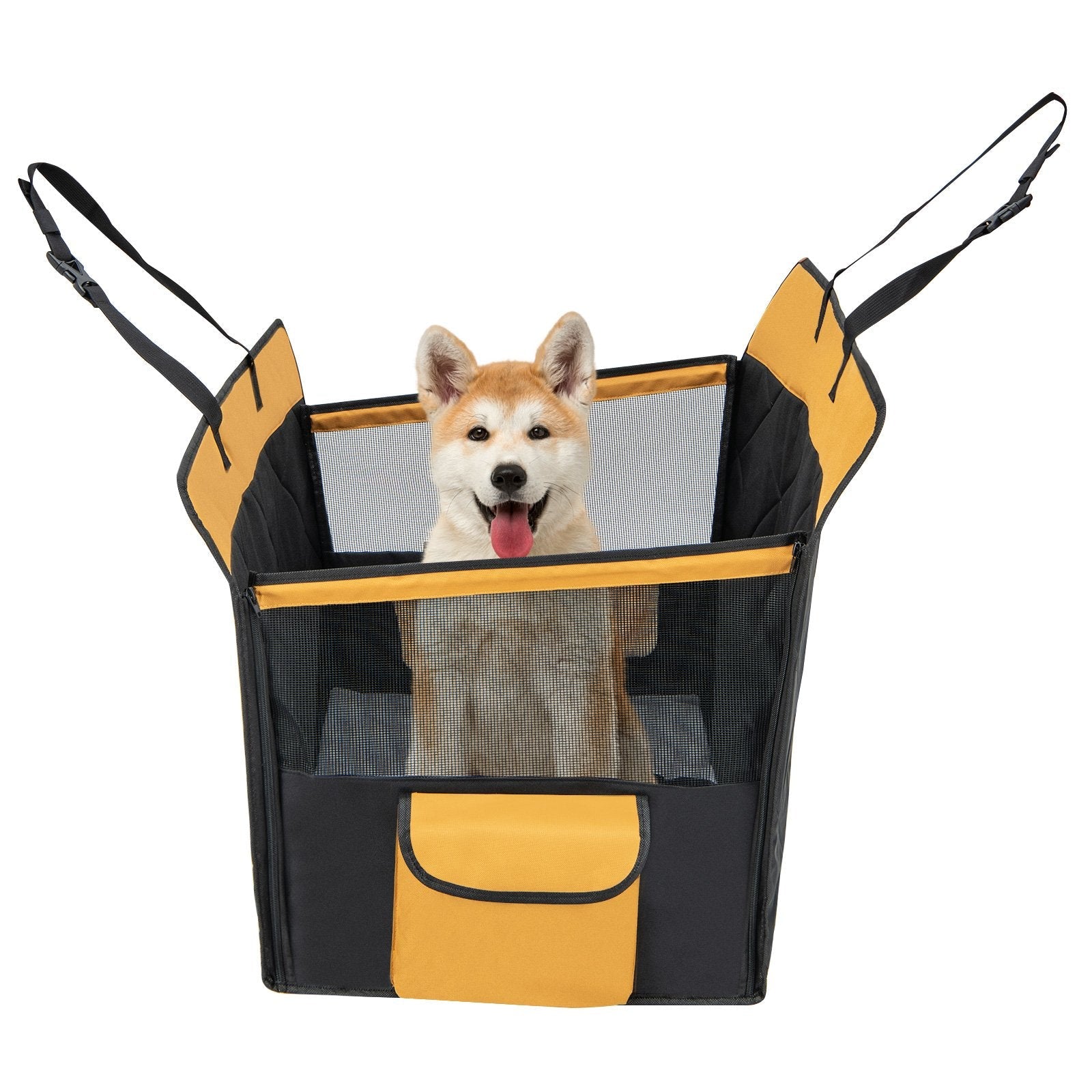 Dog Car Seat Cover with Mesh Window for Small and Medium Dogs-Black