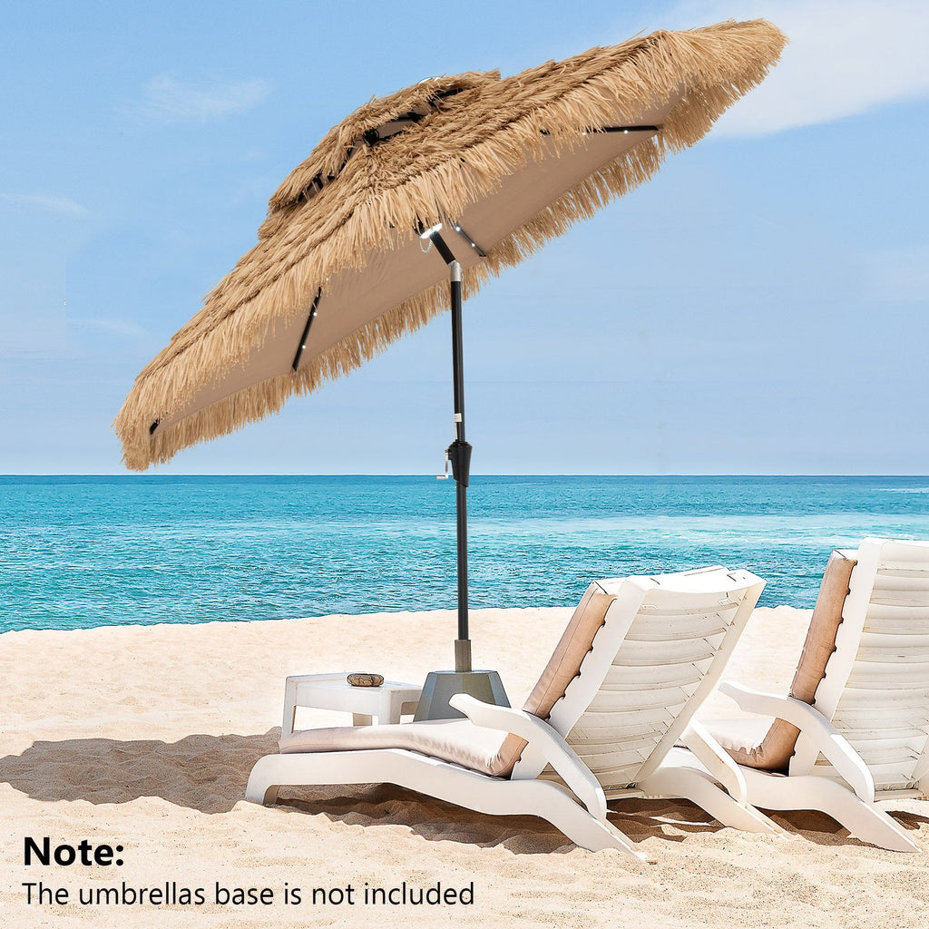 9 Feet Solar Powered Thatched Tiki Patio Umbrella with Led Lights