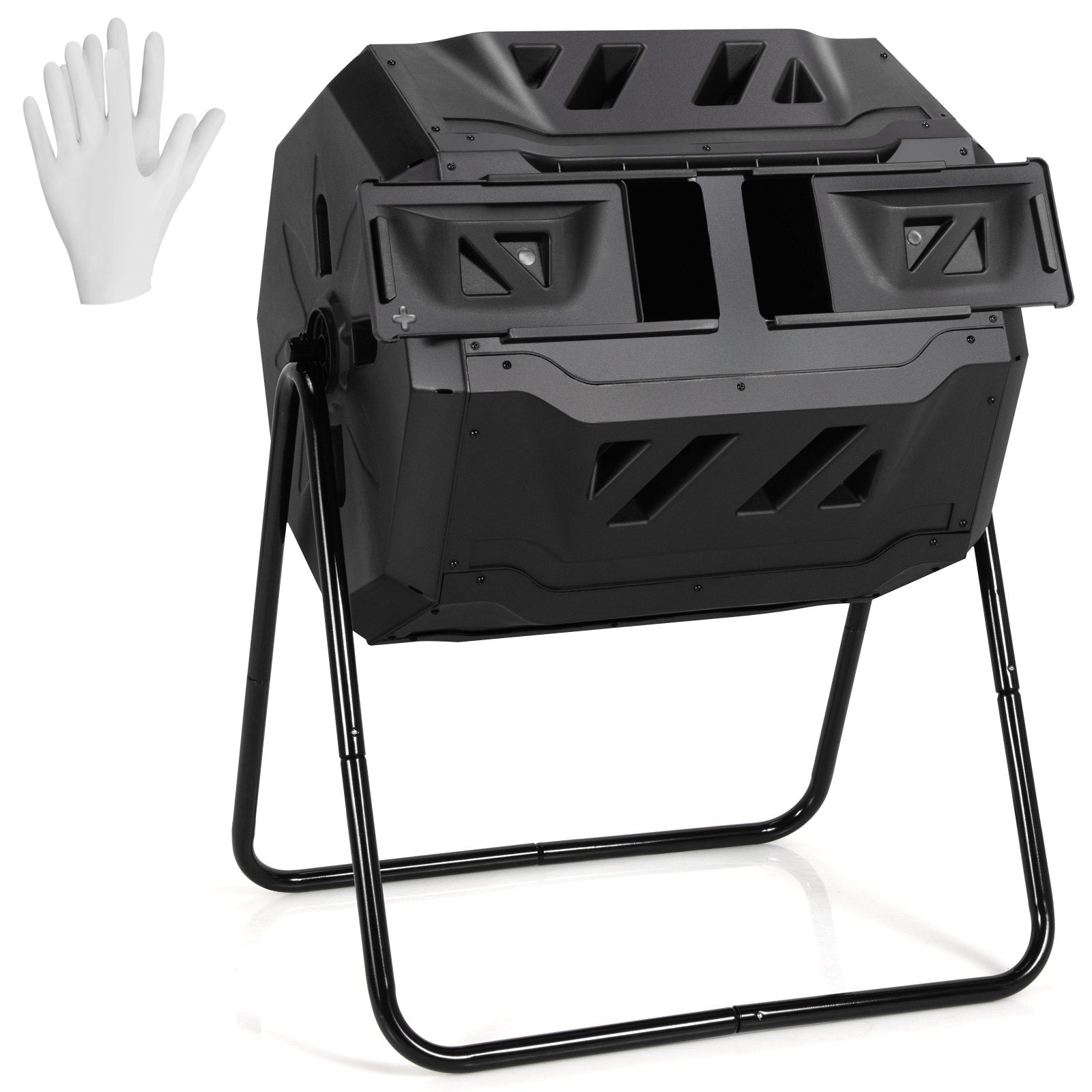 43 Gallon Composting Tumbler Compost Bin with Dual Rotating Chamber