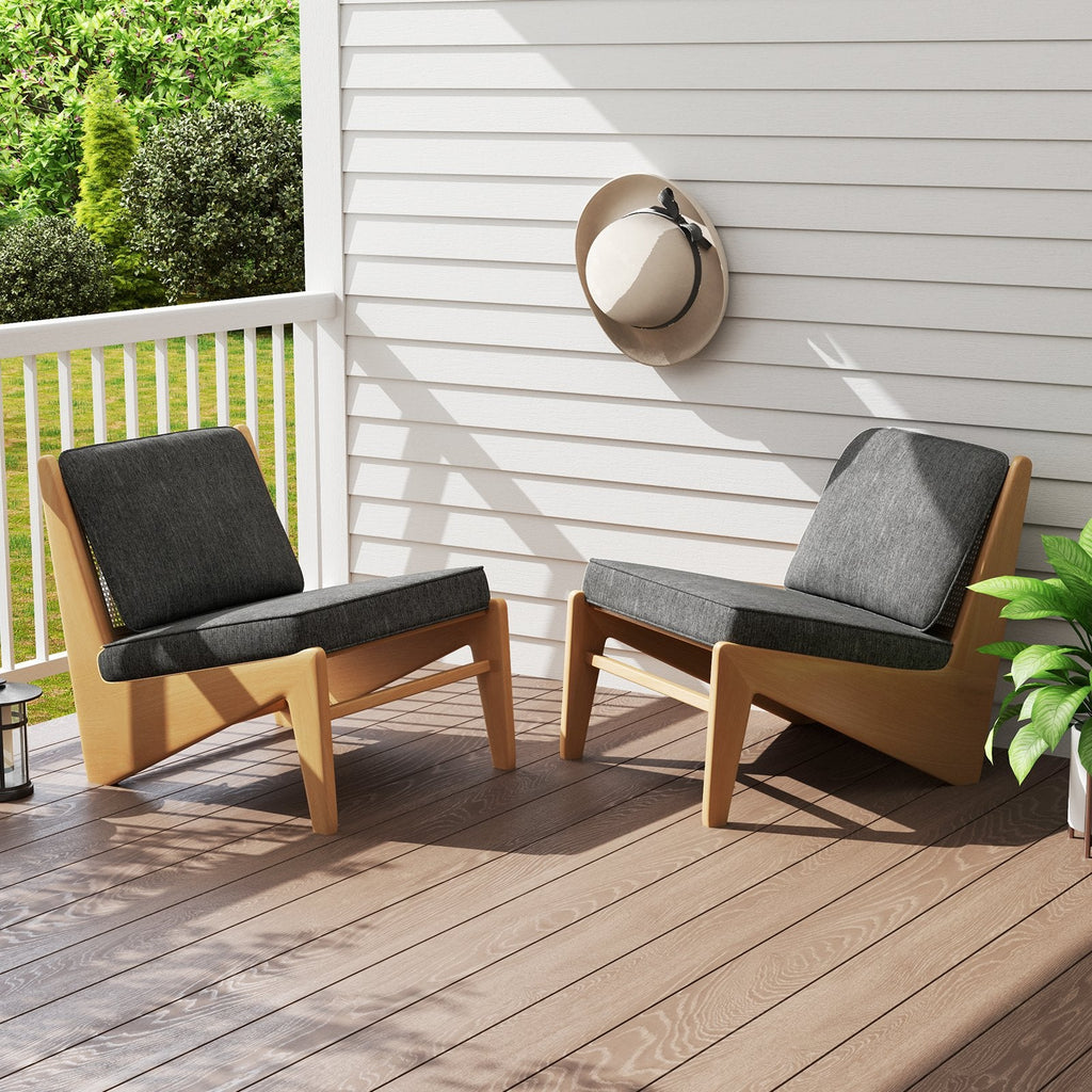 Set of 4 Outdoor Patio Cushion Set with Removable Covers-Black