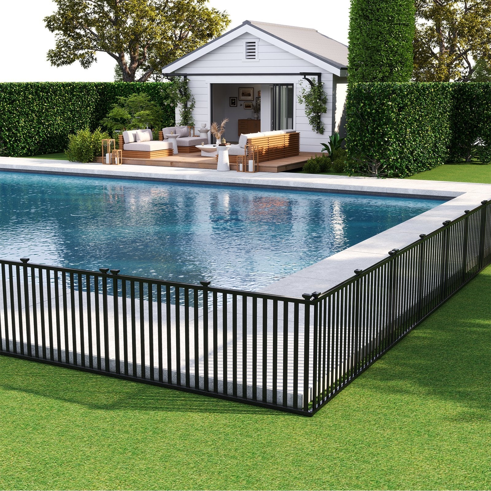 2 Piece 80 x 51 Inch Vinyl Picket Fence for Garden-Black