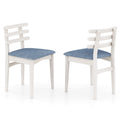 Fabric Kitchen Side Chairs with Rubber Wood Frame and Padded Seat-White