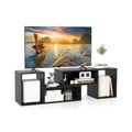2 Pieces Adjustable TV Stand for TVs up to 55 Inch with Storage Cubes-Black