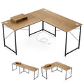 95 Inch 2-Person L-Shaped Long Reversible Computer Desk with Monitor Stand-Black