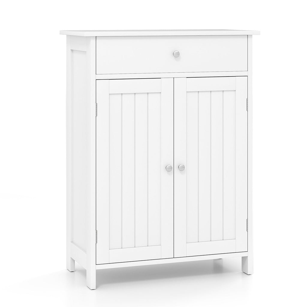 Bathroom Floor Cabinet Freestanding Storage Organizer with 2 Doors-Black