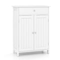 Bathroom Floor Cabinet Freestanding Storage Organizer with 2 Doors-Black