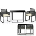 3 Pieces Patio Tempered Glass Top Table and Chairs Set for Porch Backyard-White