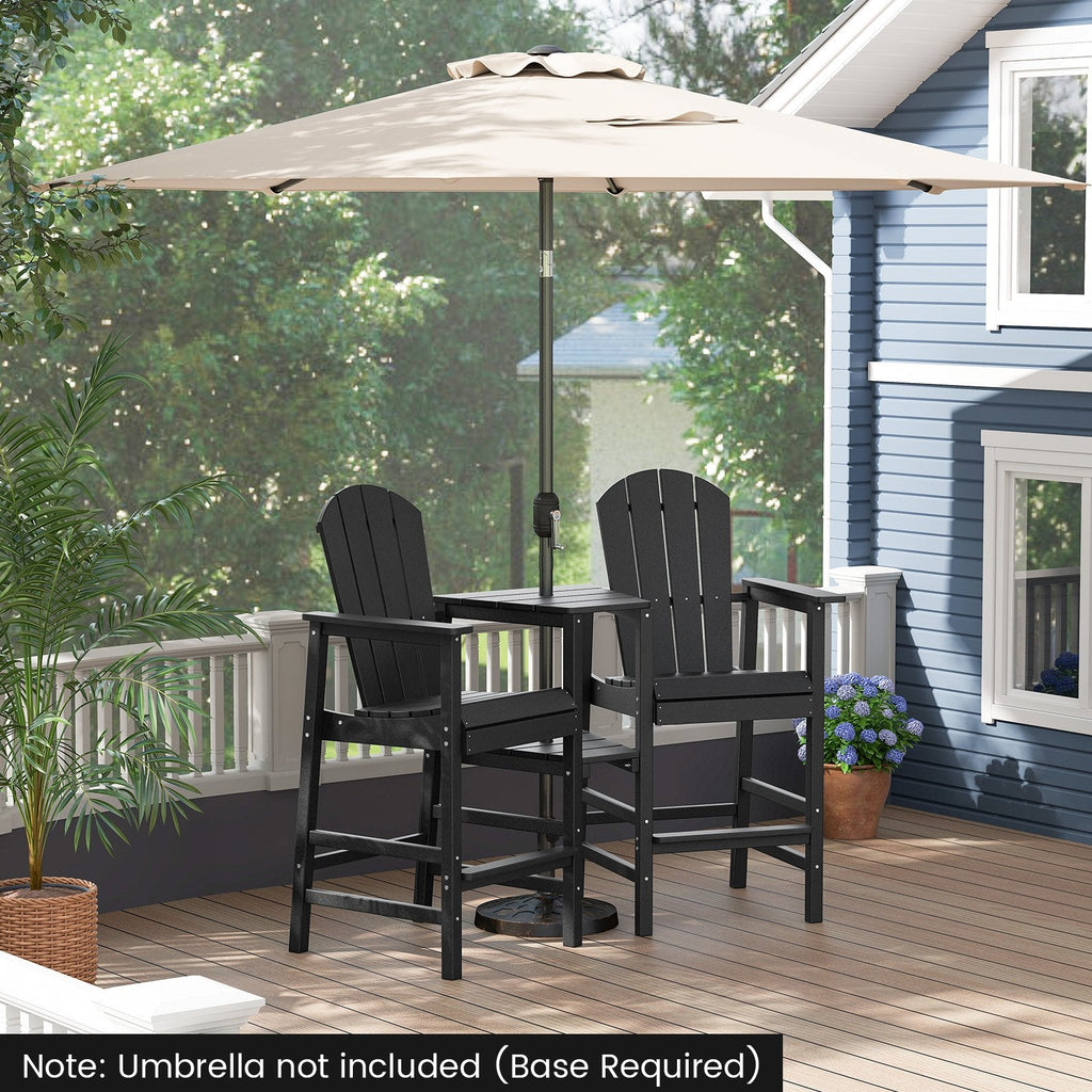 2-Seat Adirondack Chair All-Weather Adirondack Chair with Double Connecting Tray-Black