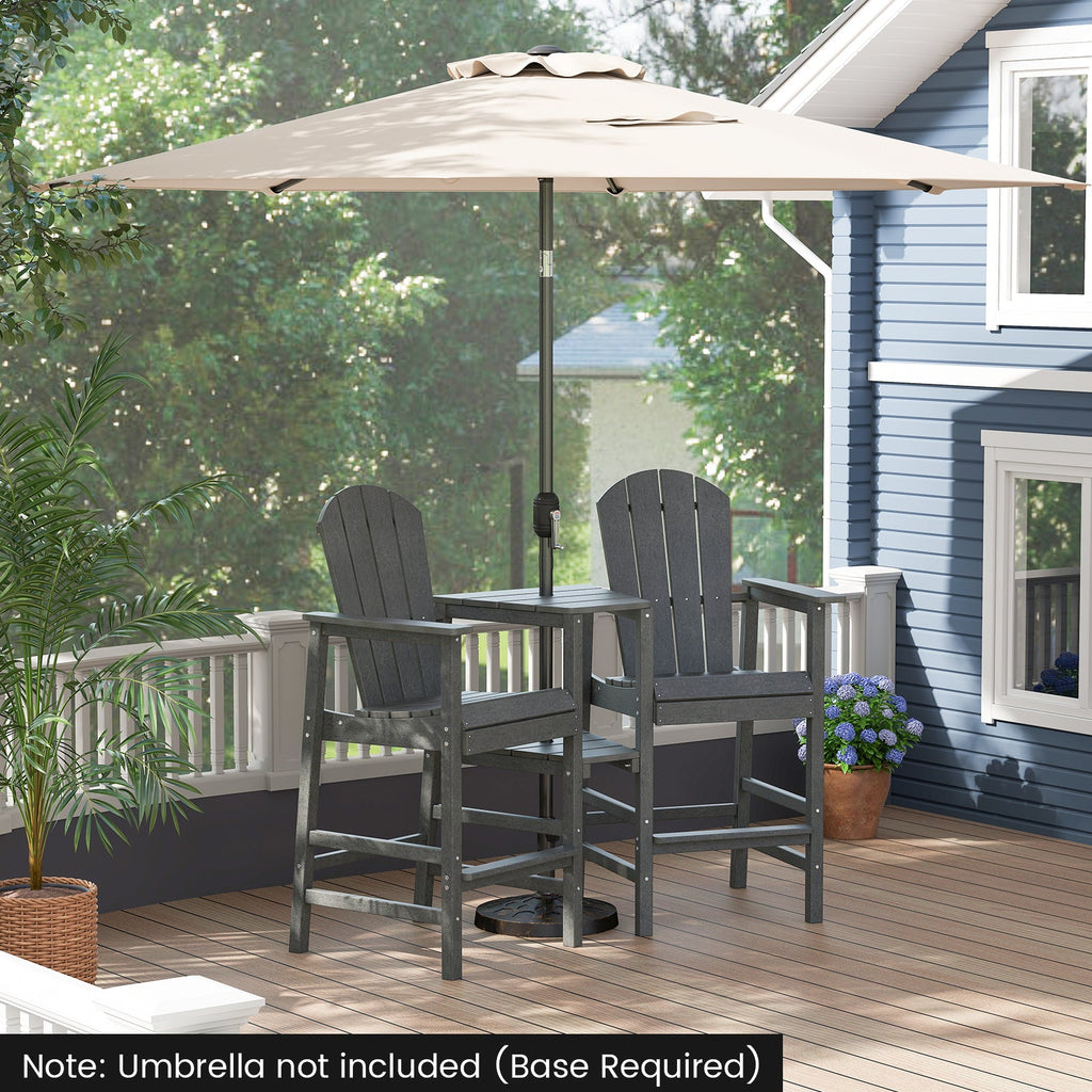 2-Seat Adirondack Chair All-Weather Adirondack Chair with Double Connecting Tray-Black