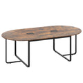 95 Inches Oval Conference Industrial Executive Table with Dual Cable Holes-Rustic Brown