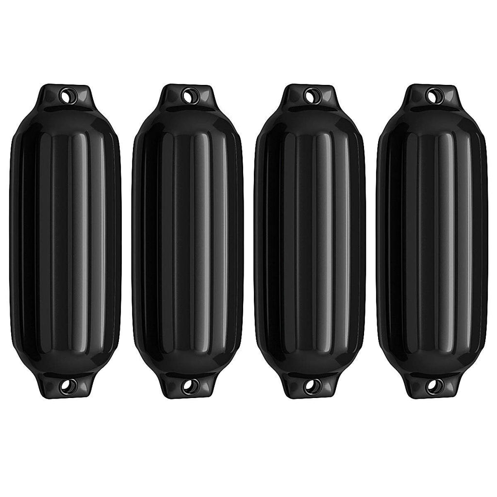 4 Ribbed Marine 8.5" x 27"  Boat Fender Vinyl Bumper-Black