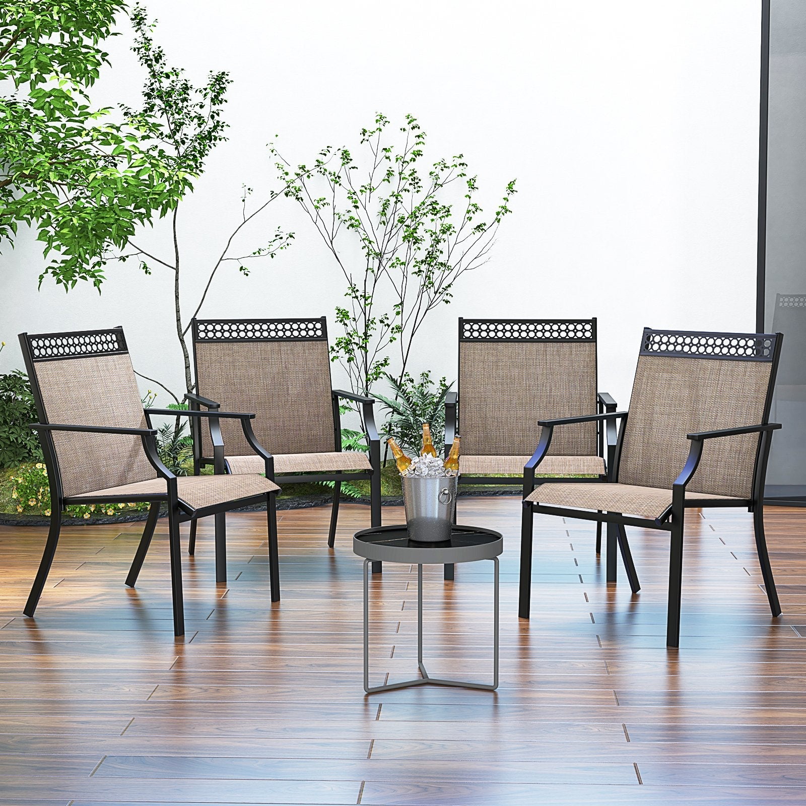 Patio Chairs Set of 2 with All Weather Breathable Fabric-Blue