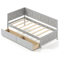 Twin Size Daybed with 2 Storage Drawers No Box Spring Needed-Gray