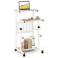 Height Adjustable Mobile Computer Stand-Up Desk with 2 Modes