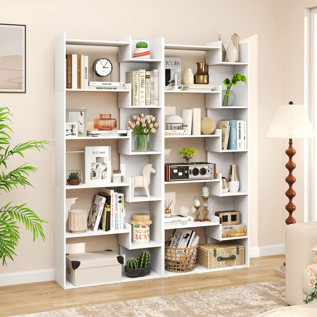 6-Tier Bookshelf Wooden Bookcase with 2 Anti-Tipping Kits Open Display Shelf-Black