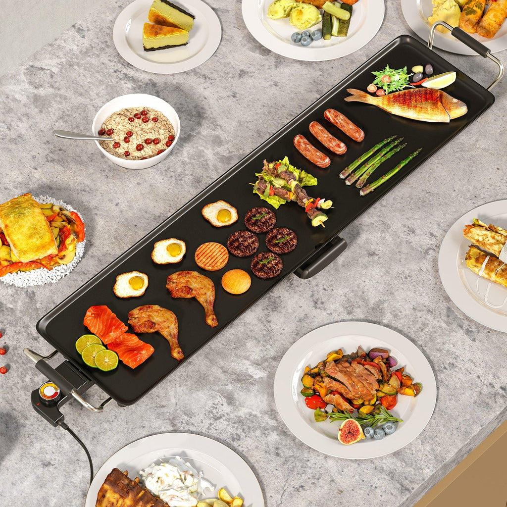 35 Inch Large Electric Griddle Nonstick BBQ Grill with Adjustable Temperature-M
