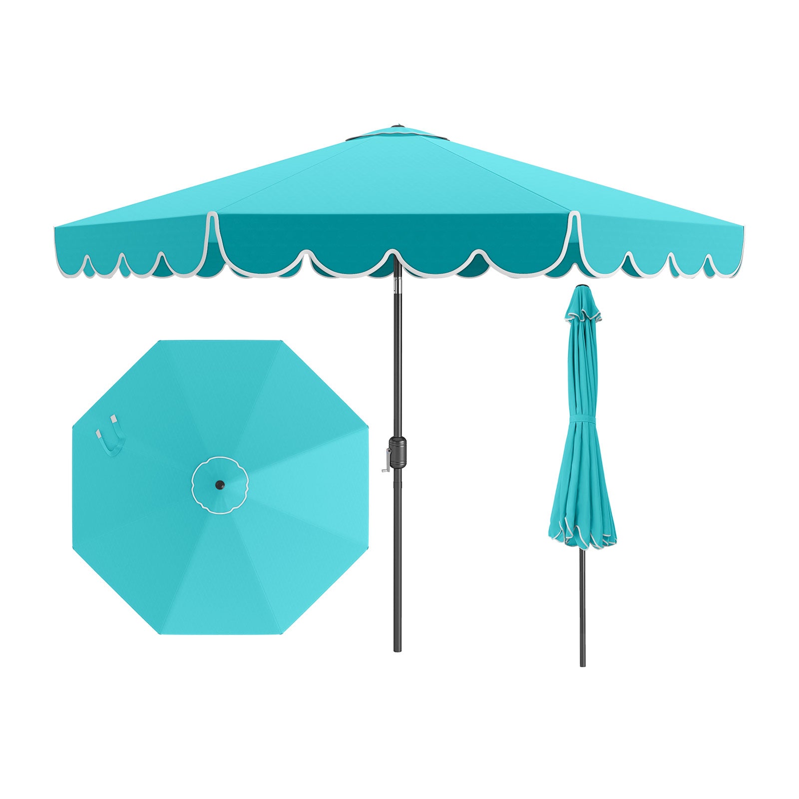 10 Feet Patio Umbrella Outdoor Market Umbrella with Crank Tilt Adjustment-Beige