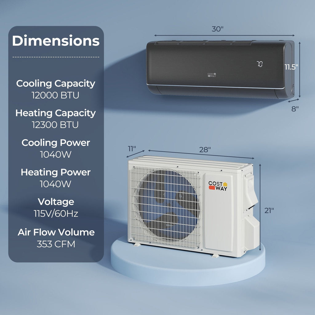 12000 BTU 22 SEER2 115V WiFi Enabled Mini Split AC Compatible with Alexa Gray