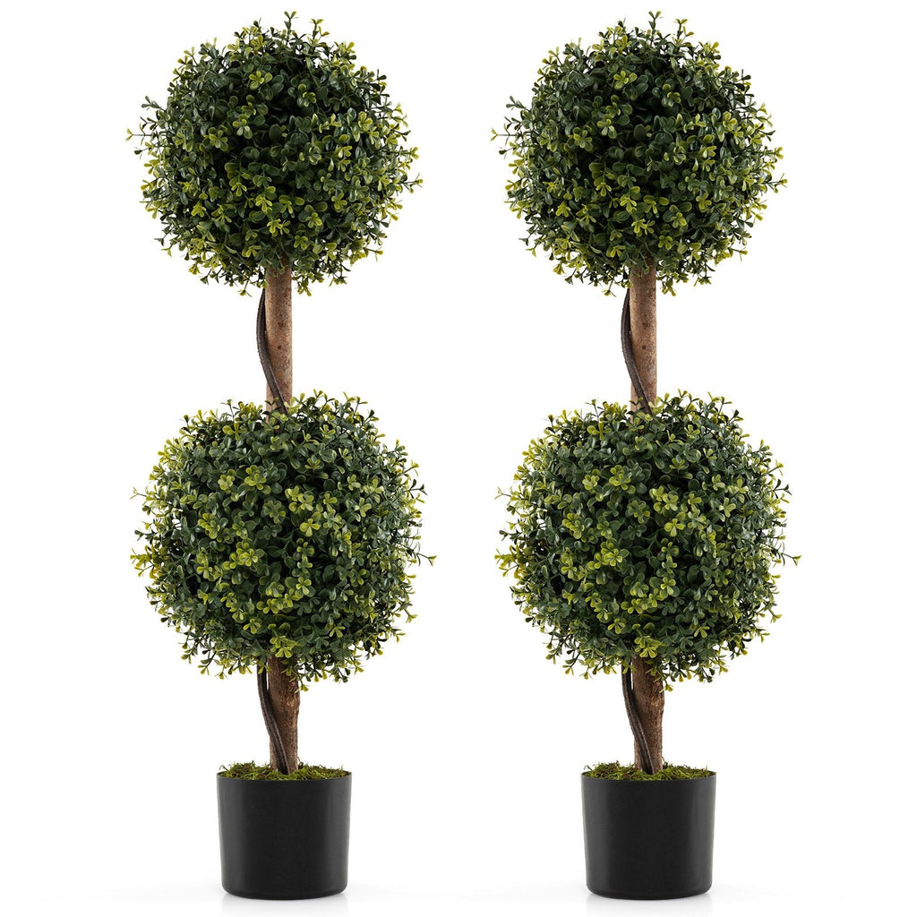 Set of 2 Artificial Double Topiary Ball Trees