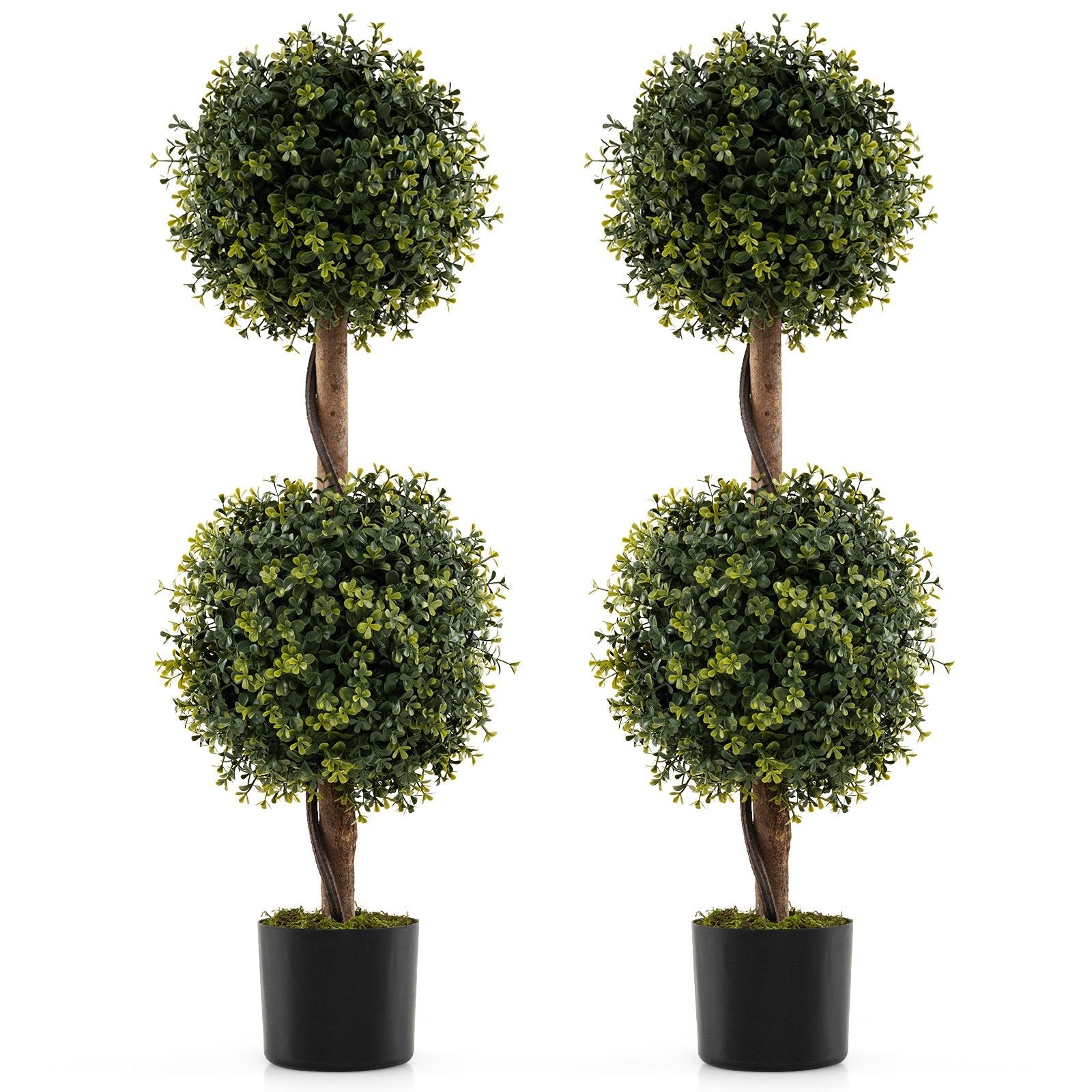 Set of 2 Artificial Double Topiary Ball Trees
