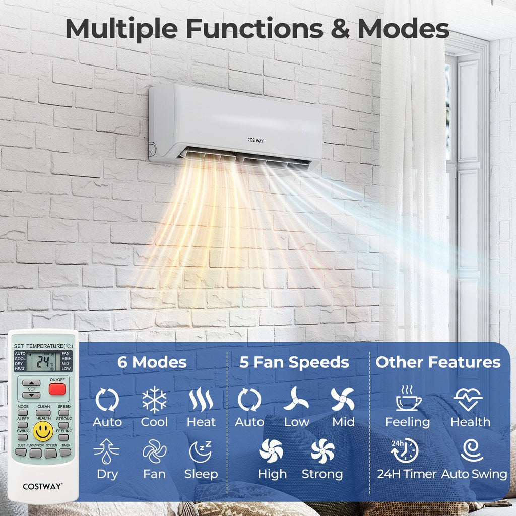 UltrEco Series 18000 BTU 2 Zone 22 SEER2 Mini Split Air Conditioner Wifi Enabled with Heat Pump-7K + 9K