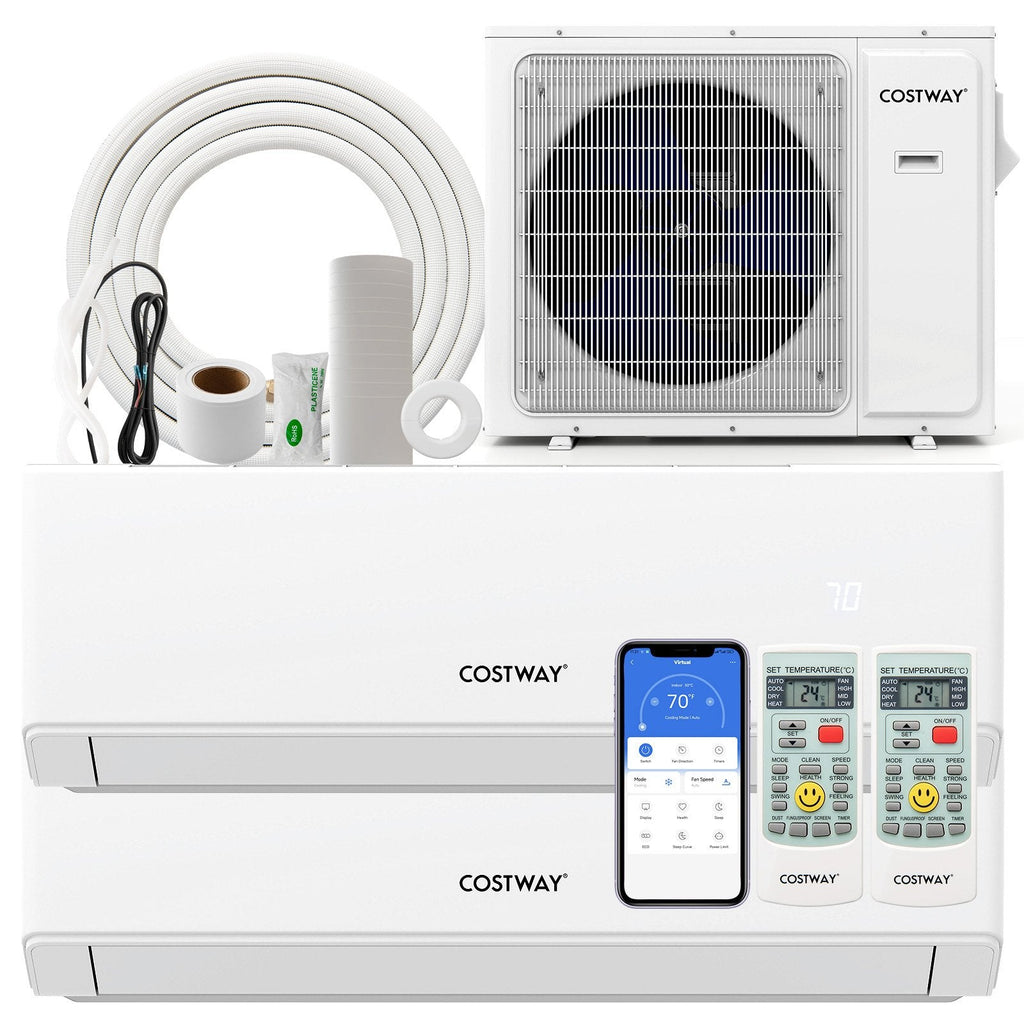 UltrEco Series 18000 BTU 2 Zone 22 SEER2 Mini Split Air Conditioner Wifi Enabled with Heat Pump-7K + 9K