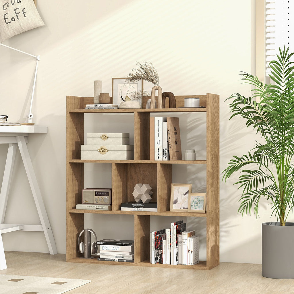 7 Cubes Open-back Bookshelf with Anti-Toppling Devices-Black