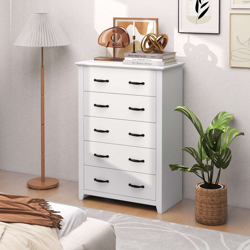 Tall Storage Dresser with 5 Pull-out Drawers for Bedroom Living Room-Gray