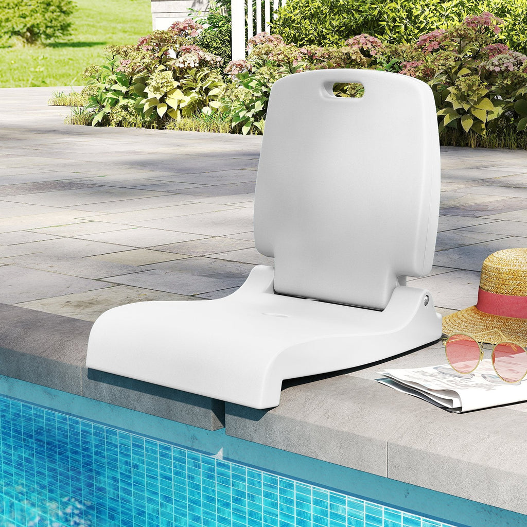 Foldable Outdoor Pool Chair with Handle and Back Support-Blue