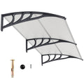 Outdoor Front Door Patio Overhang Awning for Sunlight Rain Snow Wind Protection-Gray