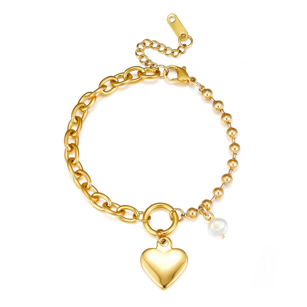 Heartfelt Pearl Charm Bracelet