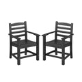 HDPE All Weather Patio Dining Chairs Set of 2 with Wide Armrests-Black
