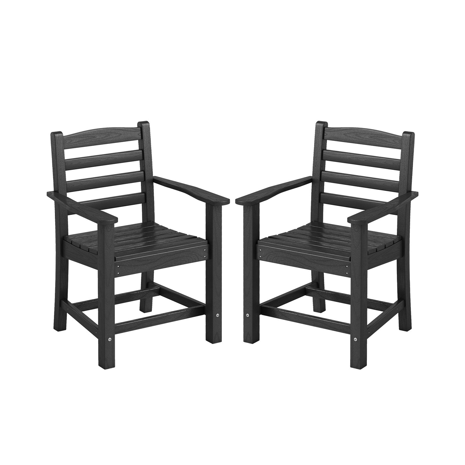 HDPE All Weather Patio Dining Chairs Set of 2 with Wide Armrests-Black