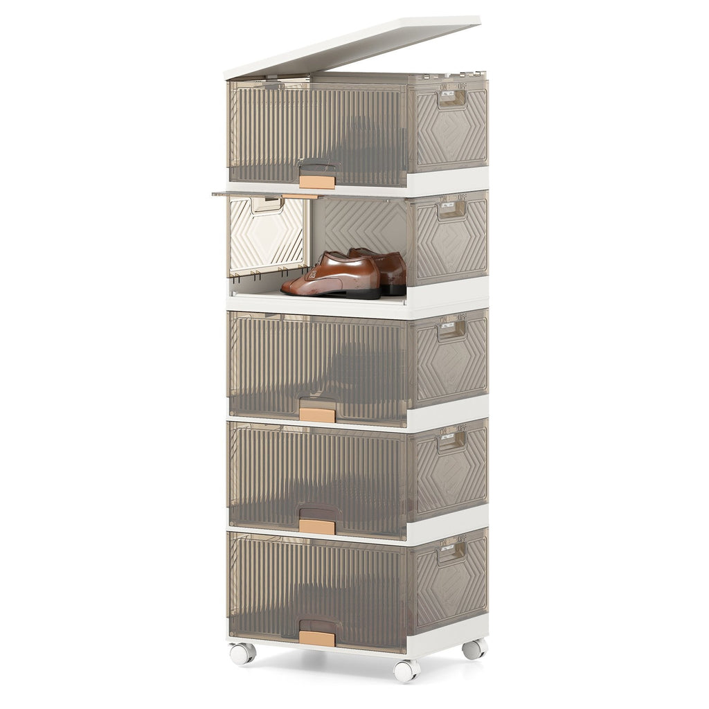 3/4/5/6-Cube Stackable Storage Bins with Detachable Wheels-4 Cube