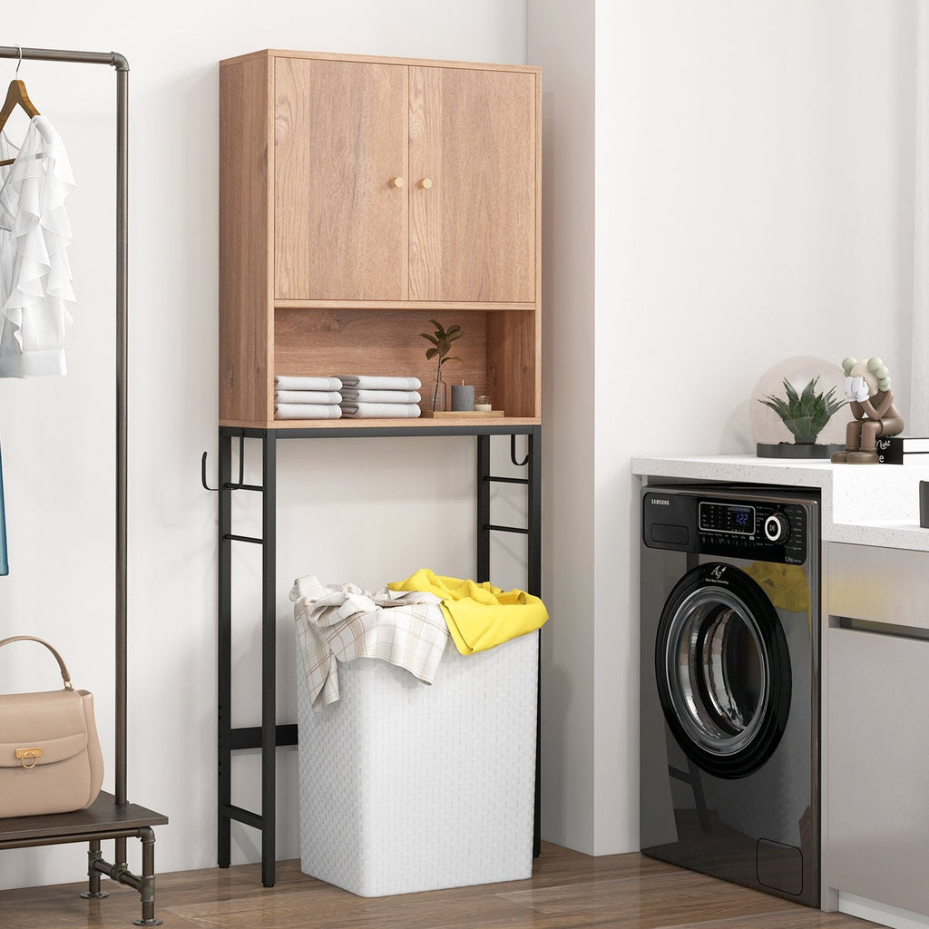 Over The Toilet Storage Cabinet with 2 Doors and Adjustable Shelf-Black
