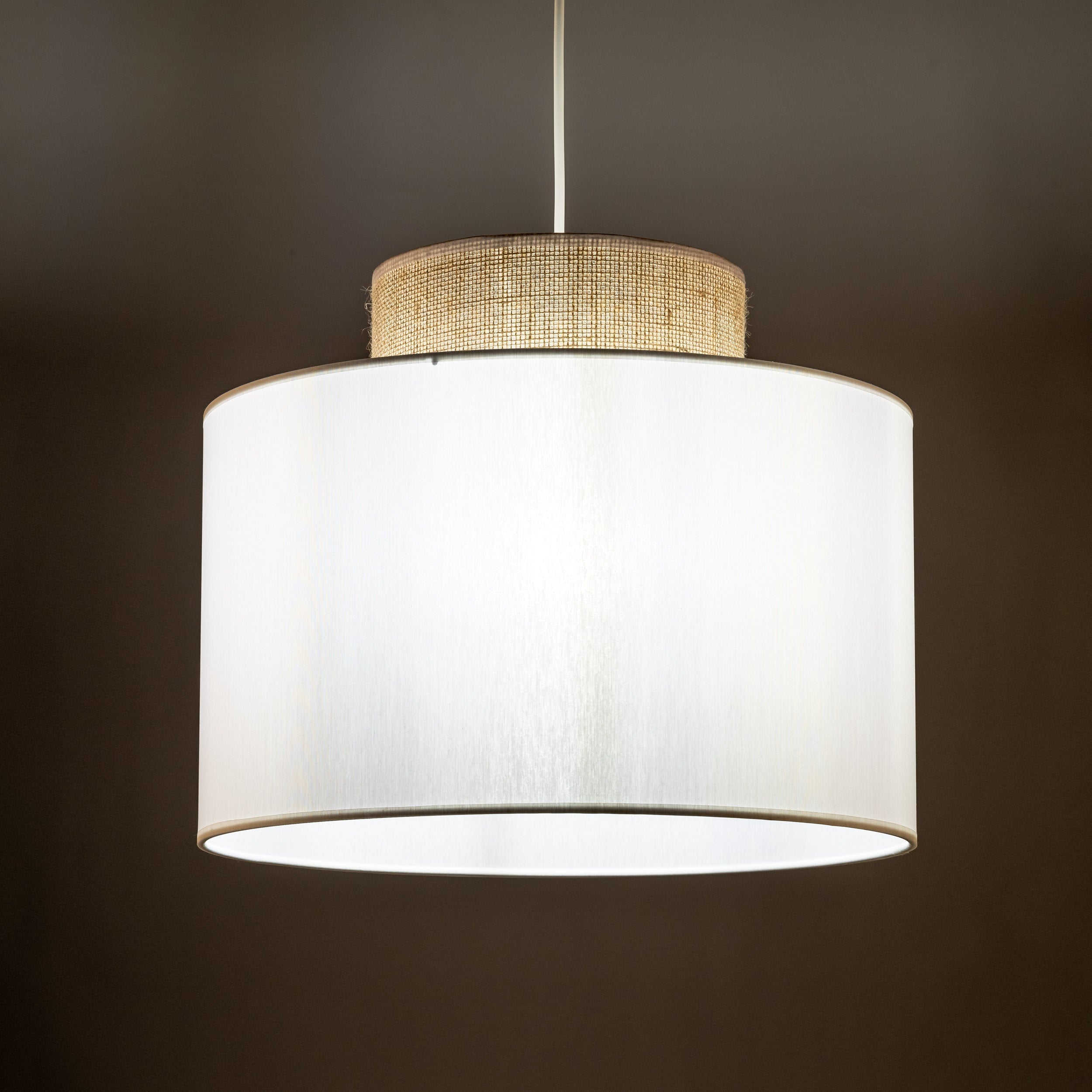 Duo White Jute Scandinavian Pendant Ceiling Light for Kitchen Island, Dining Room & Natural Interiors