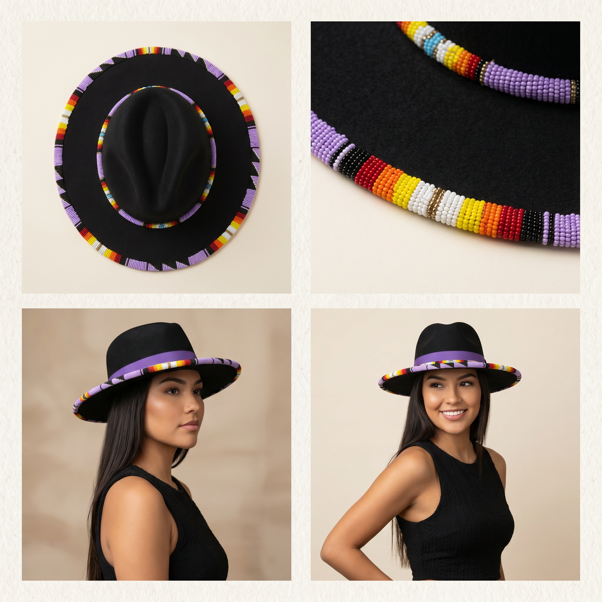 Size-62 Handmade Beaded Hat