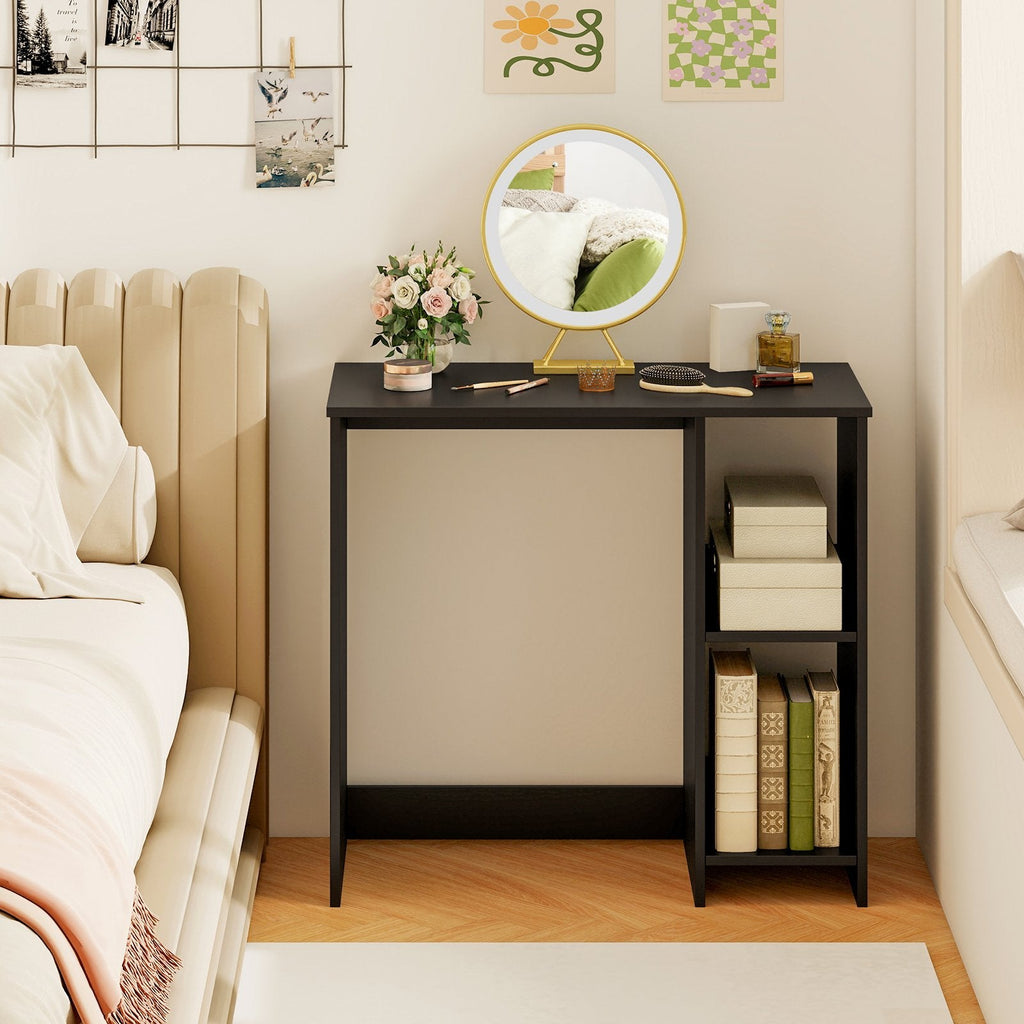 31.5 Inch  Modern Home Office Desk with 2 Compartments-Black
