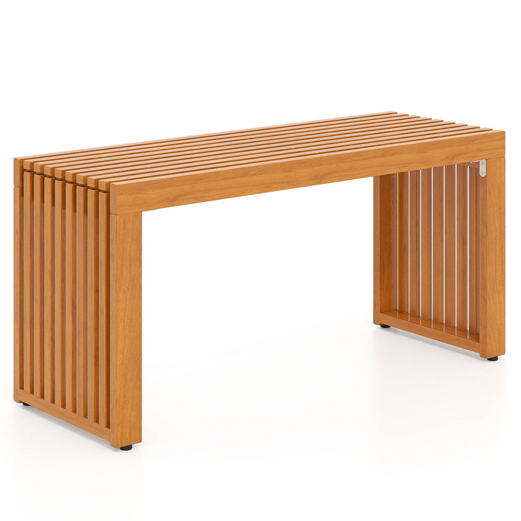 36 Inch Patio Bench All-Slat Acacia Wood Loveseat