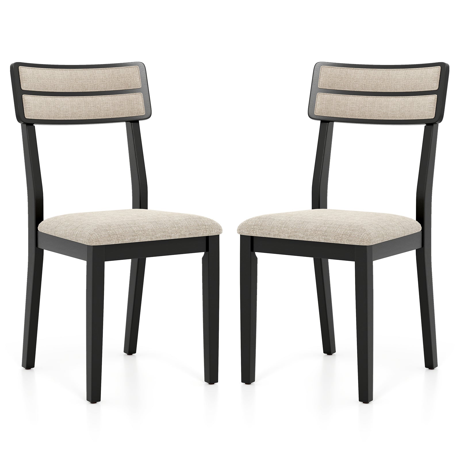 Modern Dining Chairs Set of 2 with Tilt Backrest for Dining Room-Black