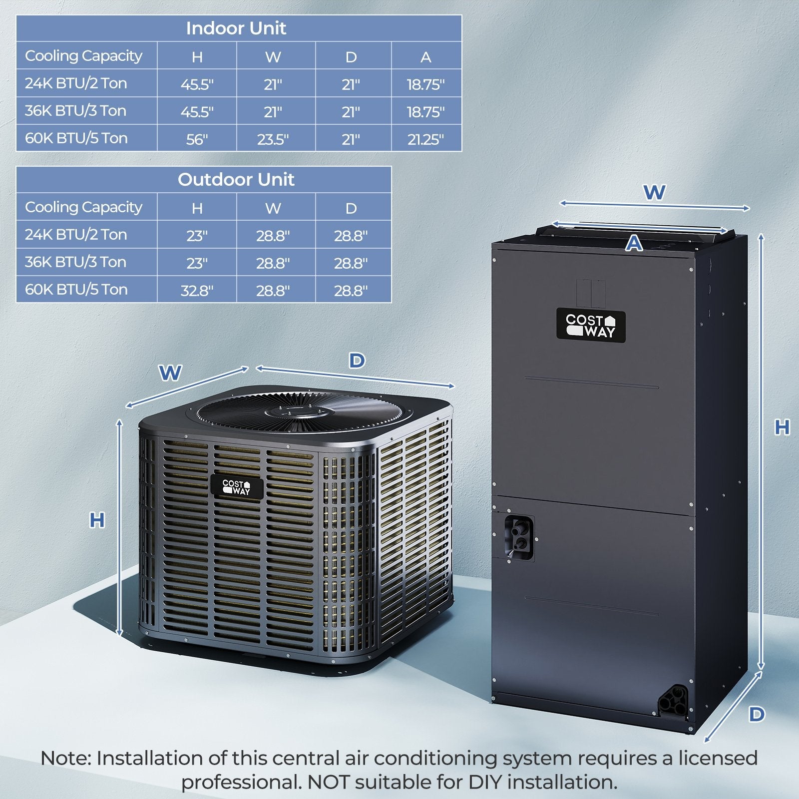 3 Ton 19 SEER2 Central Air Conditioner Heat Pump System with Multi-Position Air Handler Unit