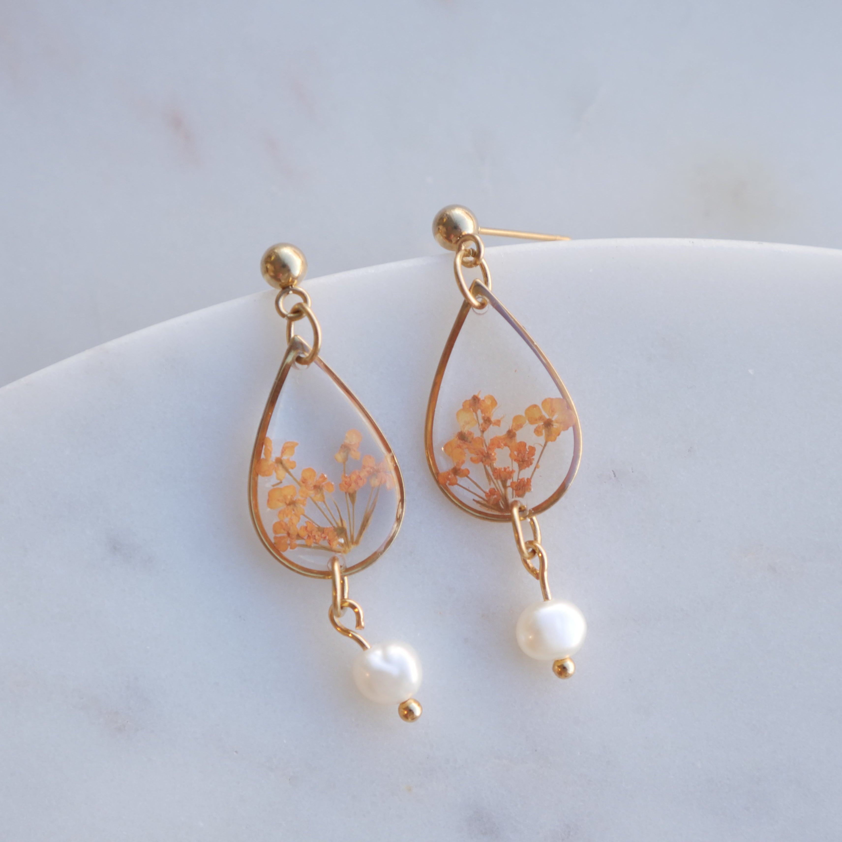 Boucles d’oreilles Perla - Estelle orange - goutte (moyen)