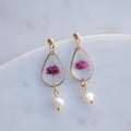 Boucles d’oreilles Perla - gypsophile fuschia - goutte (moyen)