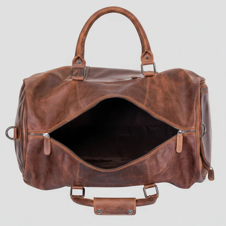 Greenwood Leather Overnight Travel Duffle Bag. Premium Weekender & Gym Companion