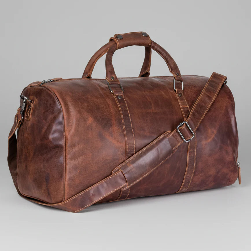 Greenwood Leather Overnight Travel Duffle Bag. Premium Weekender & Gym Companion